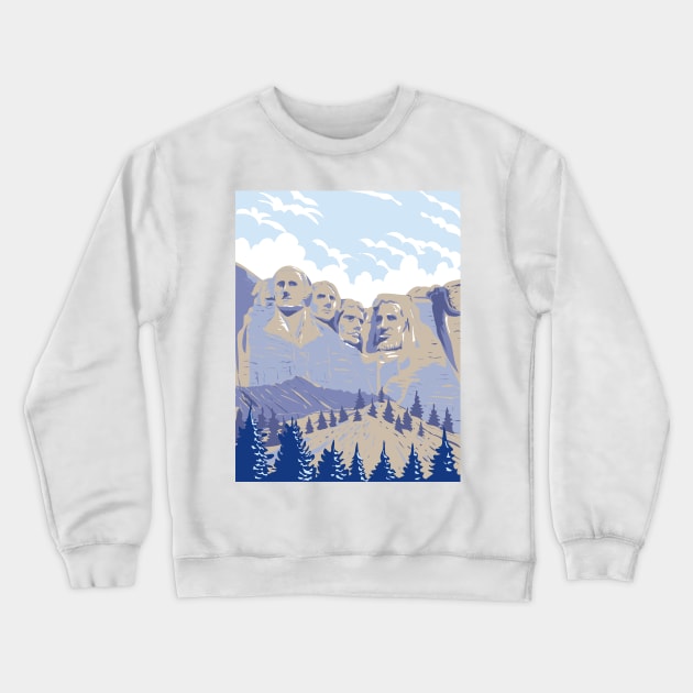 Mount Rushmore National Memorial Shrine of Democracy South Dakota USA WPA Art Poster Crewneck Sweatshirt by patrimonio